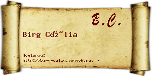 Birg Célia névjegykártya